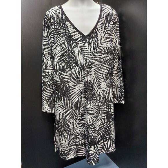 Ladies Mario Serrani Black & White Bathing Suit Cover up Size LG Ca-59169 Italy - Picture 1 of 5